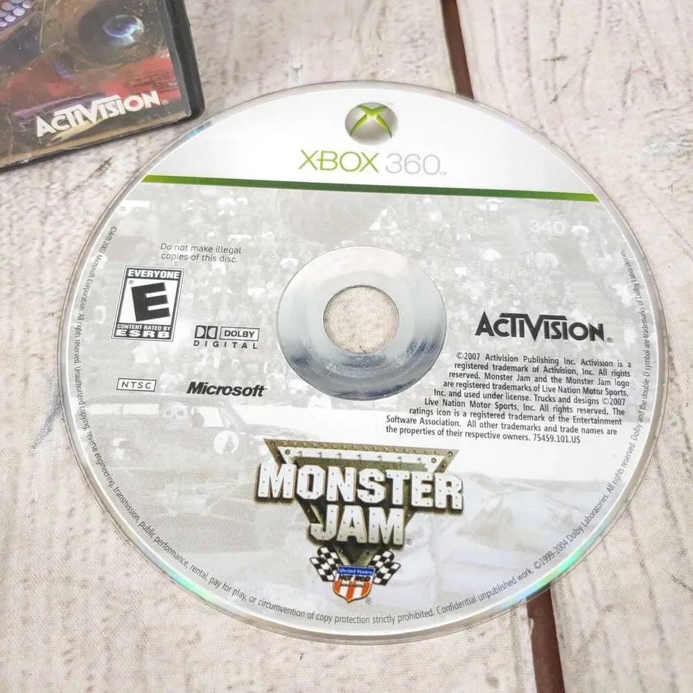 Monster Jam Microsoft Xbox 360 Video Game Disc Activision Off Road Racing TESTED